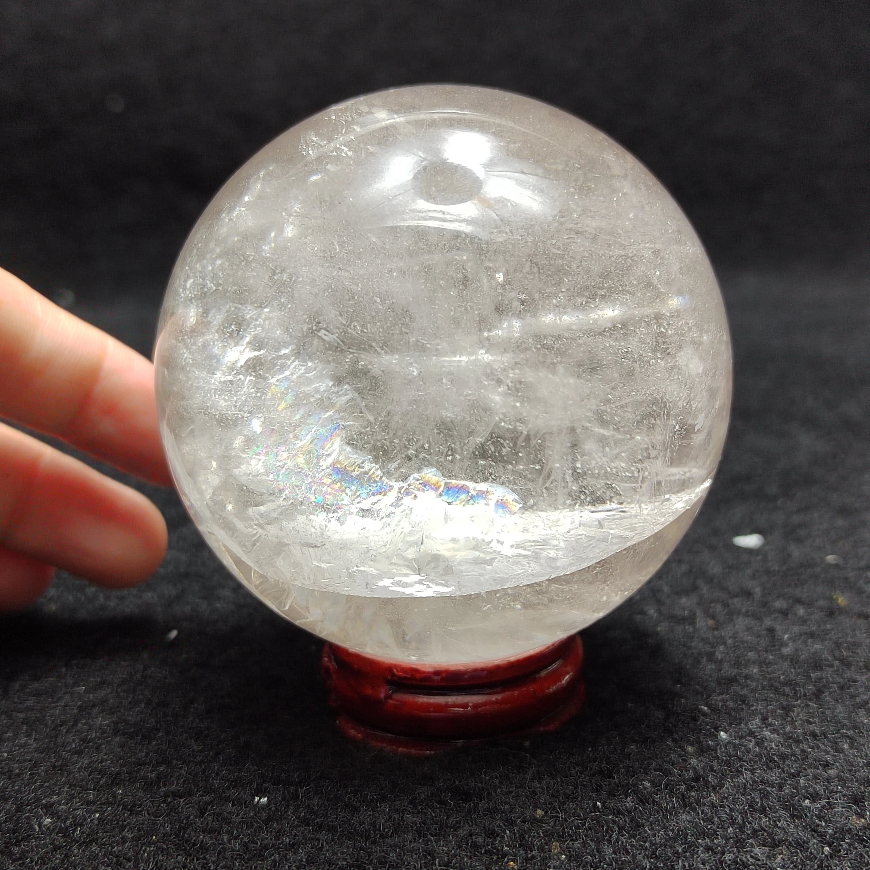 1pcs Natural rainbow transparent white crystal ball mineral quartz crystal energy Liaoshang feng shui home decoration 70mm