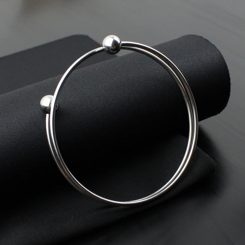 New Fashion Jewelry Women\' Gift High Quality Double Circle Smooth Steel Ball 18k Gold Plated Waterproof Stainless Steel Bracelet