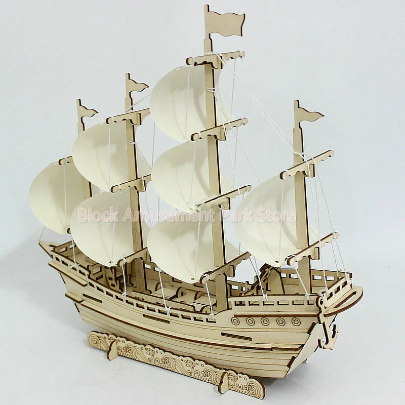 Sailboat-子供向けの教育用3Dパズル,木製建築玩具,クローモデル