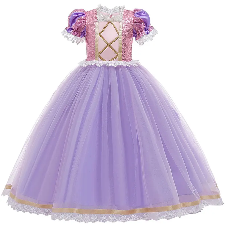 Vestido de Rapunzel para niña, disfraz de princesa de la Bella Durmiente, nieve, Navidad, Halloween, ropa de fiesta para niños, Cenicienta