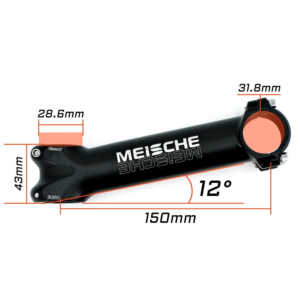 MEISCHE Mountain Bike Stem 12 Degrees Road Bicycle Stems 150mm Extend Long Lengthen CNC Bicycle Stem 31.8mm Bicycle Accessaries