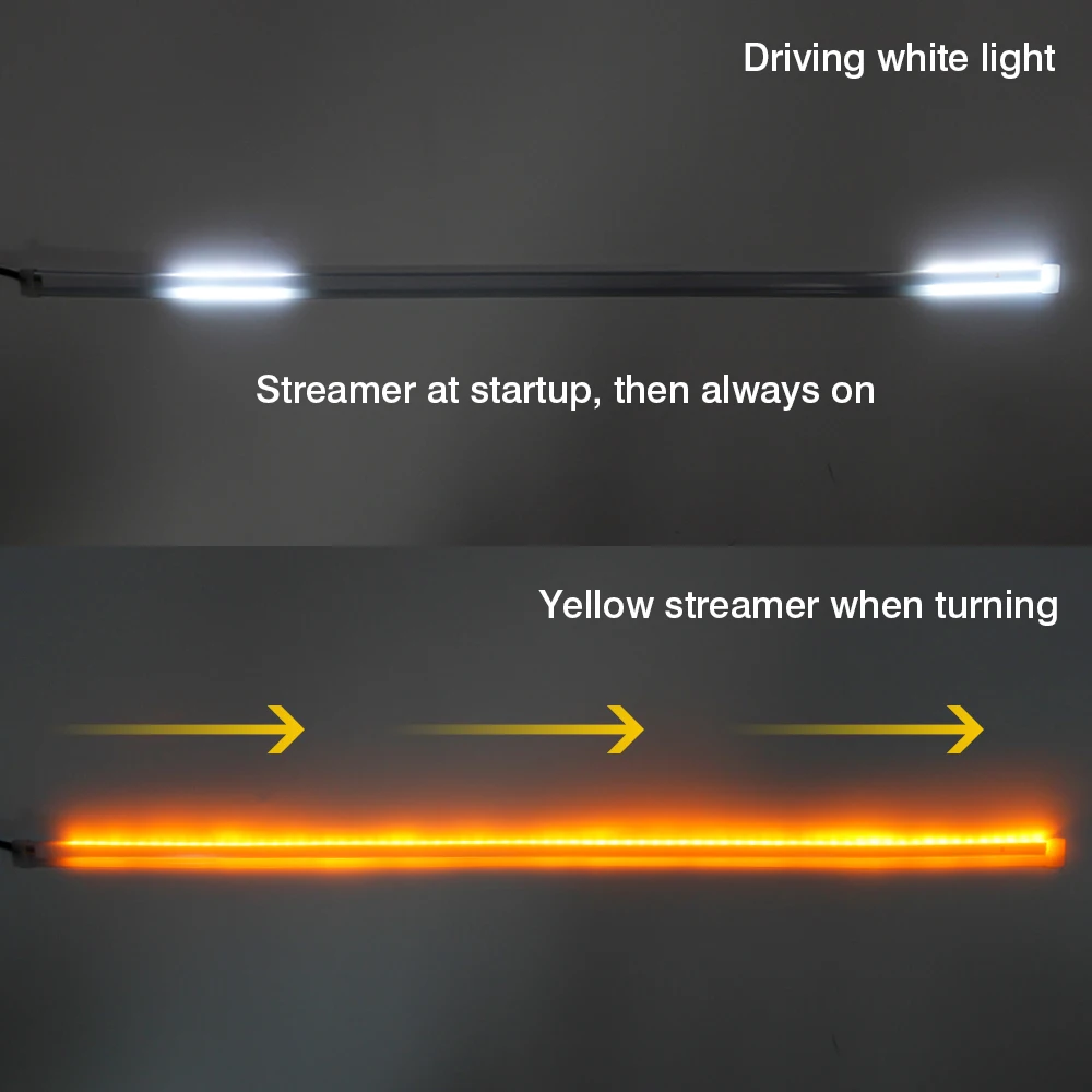 2pcs Led Lights For Motorcycle Decorative Flexible Strip Lamp Turn Signal Light Flowing Tail Lights Daytime Running Lamp 12V