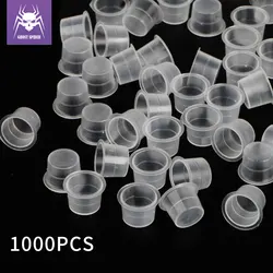 Top Quality 1000pcs Disposable Plastic Tattoo Ink Cups Permanent Makeup Pigment Clear Holder Container Cap Tattoo Accessory