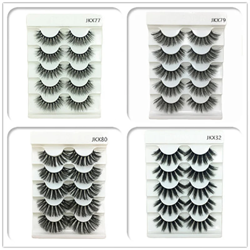 

False Eyelashes JKX79 5 Pairs Thick Eyelashes 3d False Eyelashes New 6D Three-dimensional Cross Eyelashes Customized Support