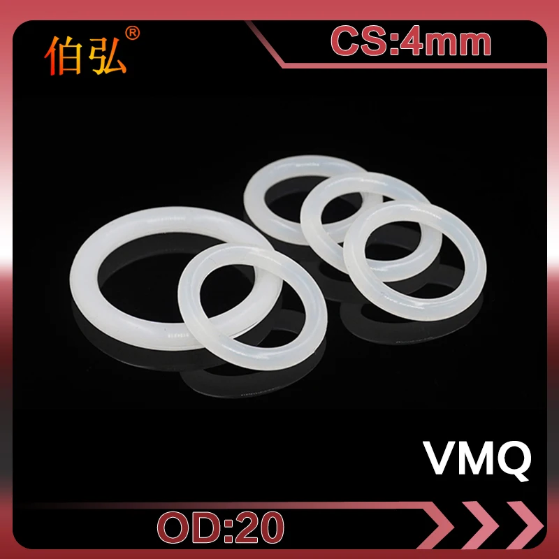 

White Silicon Ring 10PCS/lot Silicone/VMQ O-Ring 4mm Thickness OD20mm Rubber O-ring Seal Rings Oil Gaskets Washer