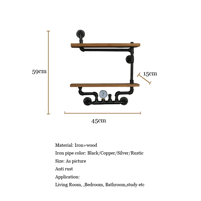 Rak Industri Rak Buku Kayu Besi Kamar Tidur Rak Samping Tempat Tidur Rak Dekorasi Dinding Rak Buku Rak Kayu Rak Dinding