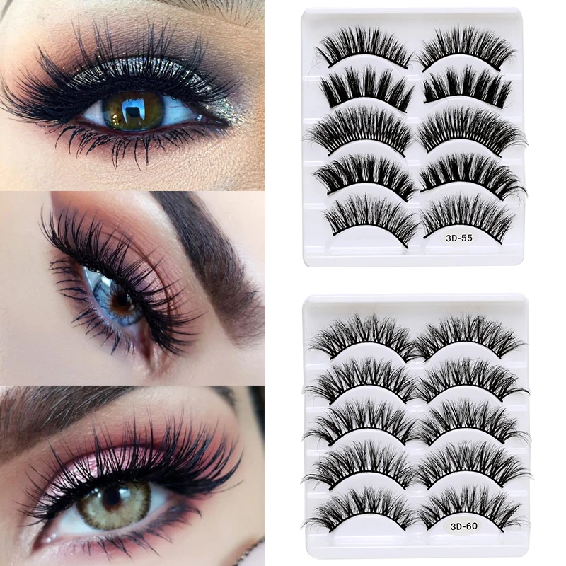 5 paare/satz Natürliche Dicke Handgemachte 3D Falsche Wimpern Trendy Bequeme Gefälschte Wimpern Wimpern Verlängerung Liefert Big Eye Werkzeuge