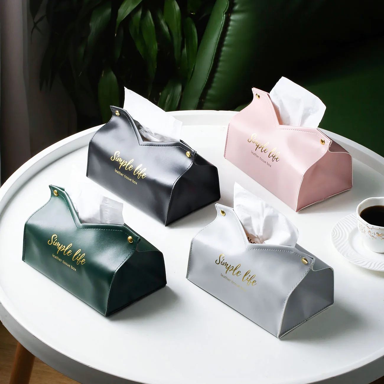 

4PCS PU Leather Foldable Paper Holder Nodic Tissue Case Table Decor Napkin Dispenser Hand Towel Bag Kitchen Toilet Paper Box