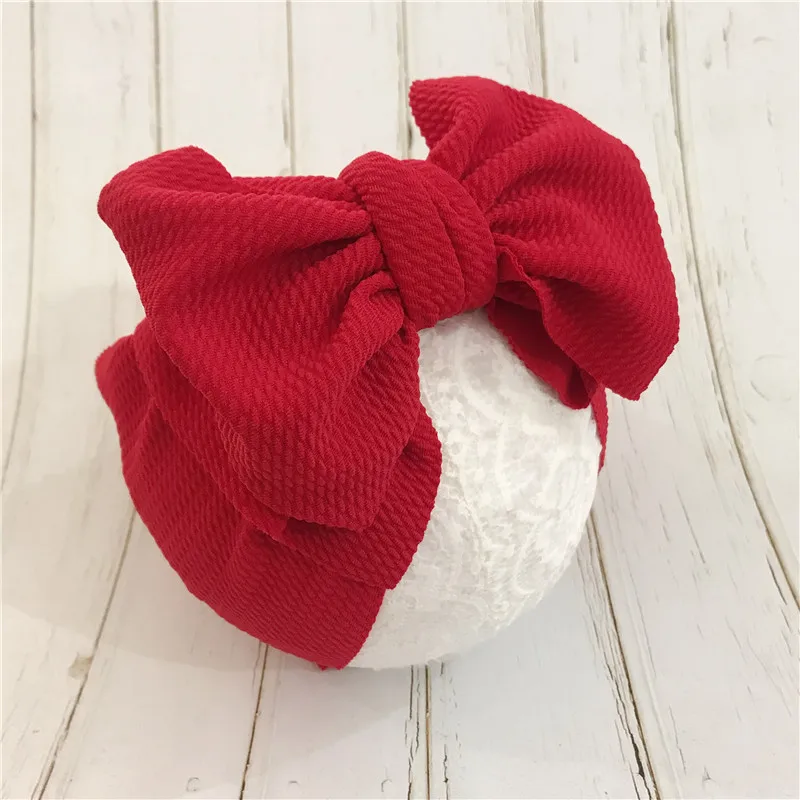 7\'\' Big Bows Texture Top Knot For Girls Chic Kids Winter Solid Wide Headband Hair Bow 2019 New DIY Hair Accessories Head wrap