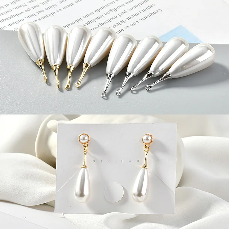 Copper plating true gold simple earpiece accessories DIY hand-highlighted Pearl drops earring earrings material