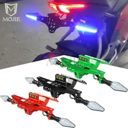 Motorcycle Universal License Plate Holder Bracket LED Light For KAWASAKI Z750 Z750L Z750R Z750S Z900 Z900RS Z1000 Z1000R Z1000SX