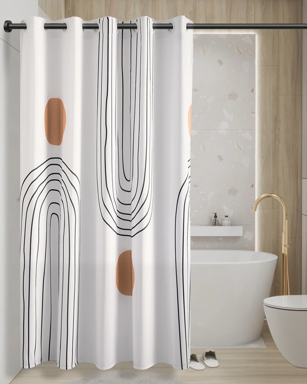 NEW Waterproof Shower Curtain with Roman Hole, Hanging Curtain, Toilet Partition, Bathroom Partition, Not in and Abstract Sand