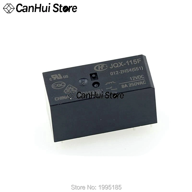 1Pcs HF JQX 115F-005-2HS4 115F-012-2HS4 115F-024-2HS4 5V,12V,24V 2 sets of normally open 6-pin 8A 250VAC HongFa Relay