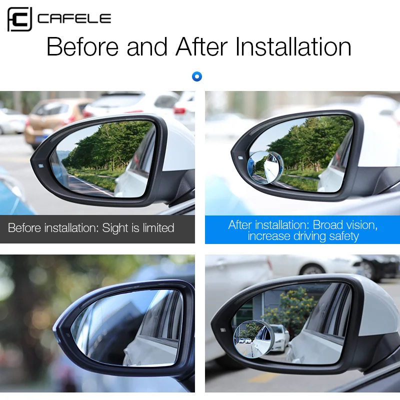 Cafele Rear View Mirror HD Blind Spot Mirror For BMW E60 Golf 4 5 6 Additional Dead Zone Mirror For Motorcycle Exterior Parts