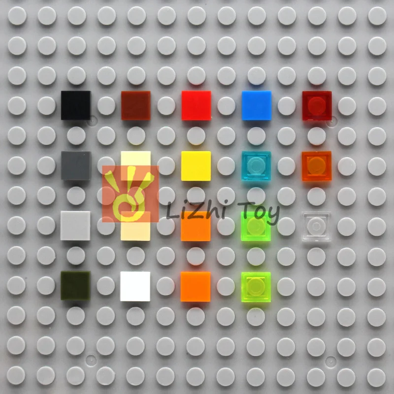 100pcs MOC Flat Tiles 1x1 Tablet with Groove 3070 DIY Enlighten Building Block Bricks Compatible Assembles Particles Toys