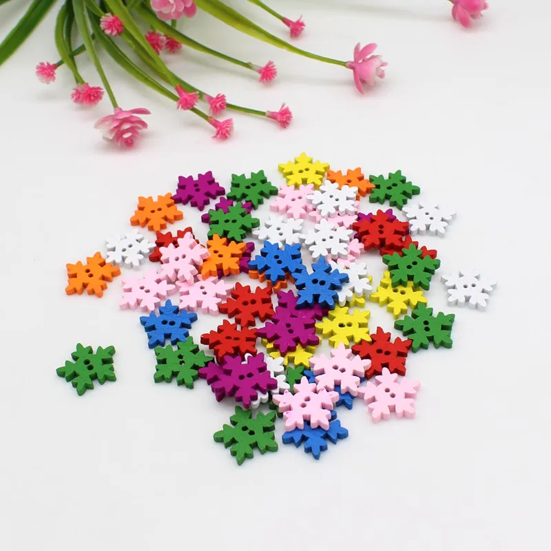 50pcs/lot White snowflakes buttons For Scrapbooking Handmade Accessories for crafts decorativos Xmas Christmas Buttons 2 Holes