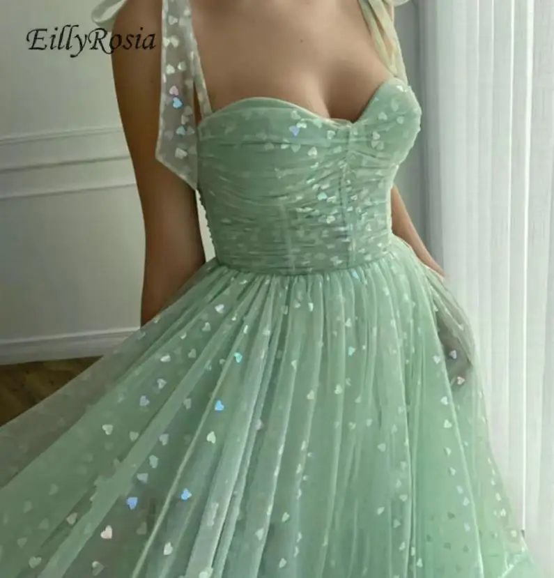 

Mint Green Prom Dress Puffy for Girls Graduations Ankle Lenghth Sweetheart Mesh Celebrity Dresses robe de soirée de mariage