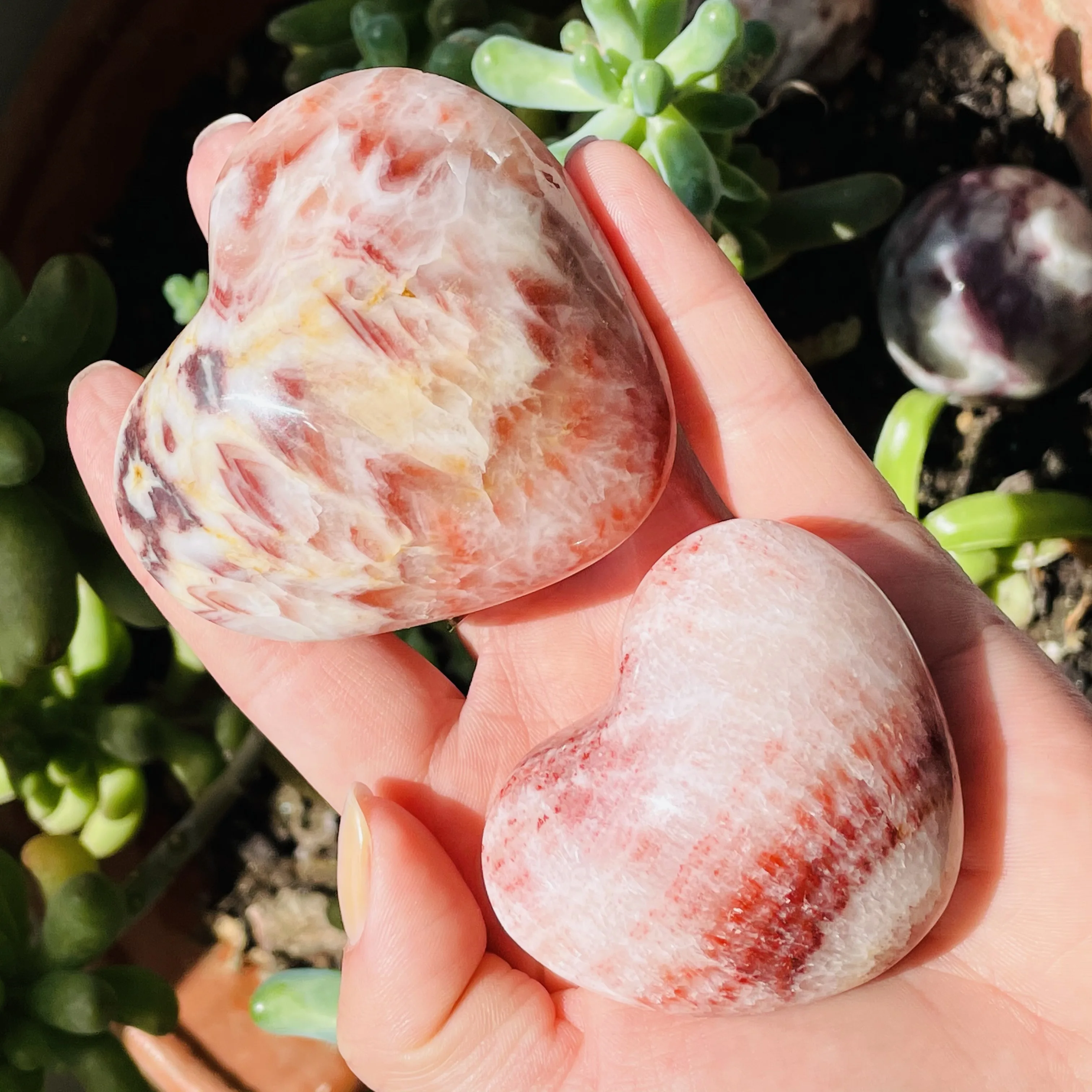 Natural Rhodochrosite Quartz heart Healing Pork Stone Crystal Treatment Crystal Decor