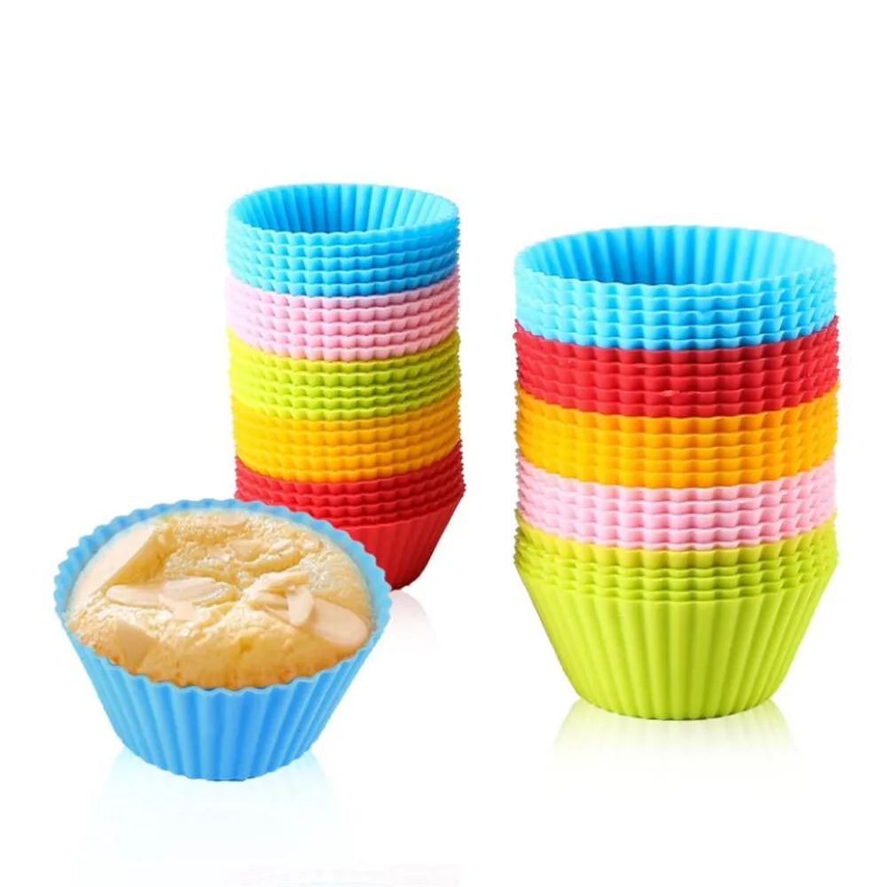 10 pcs 7cm Silicone Cake Cupcake Cup Cake Tool Bakeware Baking Silicone Mold Cupcake and Muffin Cupcake Liner for DIY