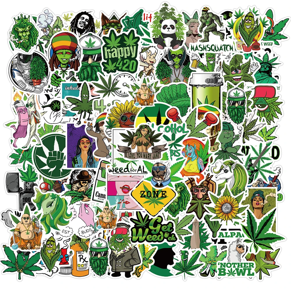 10/30/50/100pcs Anime Weed Leaves Graffiti Stickers for Laptop Luggage Car Skateboard Waterproof Cool Sticker Packs Decal Toys