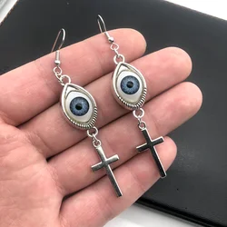Aesthetic Goth Vintage Eye Cross Pendant Earrings Harajuku Grunge Egirl Goblincore Women Accessories Jewelry