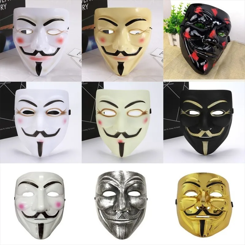 V for Vendetta Mask Multiple Colour Cosplay Mask Anonymous Movie Guy Fawkes Halloween Masquerade Party Smile Mask Joker Mask