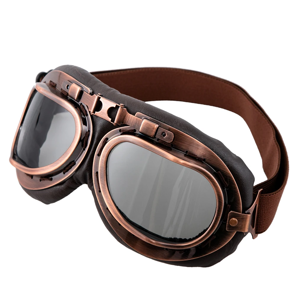 

Retro Motorcycle Goggles Glasses Vintage Motorbike Classic Motorcross Goggles for Pilot Steampunk ATV UTV Bike Copper Helmet