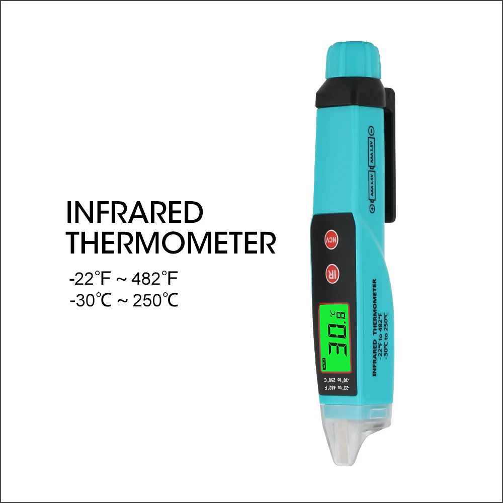 RZ Digital Non-Contact  Thermometer AC Voltage Detector Infrared Thermometer Voltage Pen Type Handheld Induction Voltage Tester