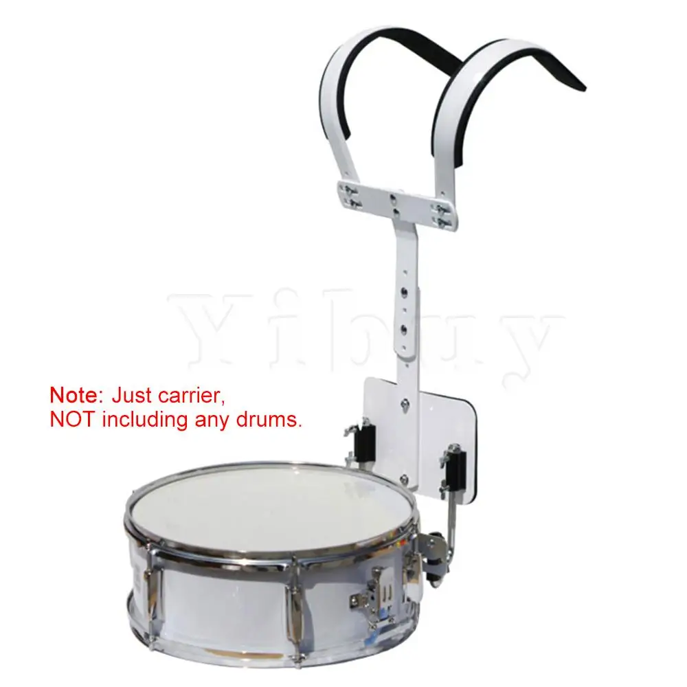 Yibuy White Steel Percussion Instrument Accessory Marching Snare Drum & Shoulder Harness Carrier