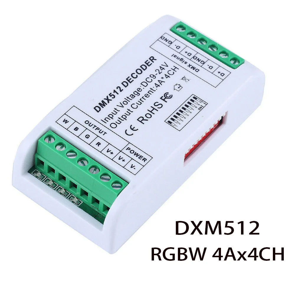 NEW LED Strip Controller DMX 512 Decoder RGB 3CH RGBW 4CH Controller Console Use Decorated Lighting Home Lights Dimmer 12V-24V