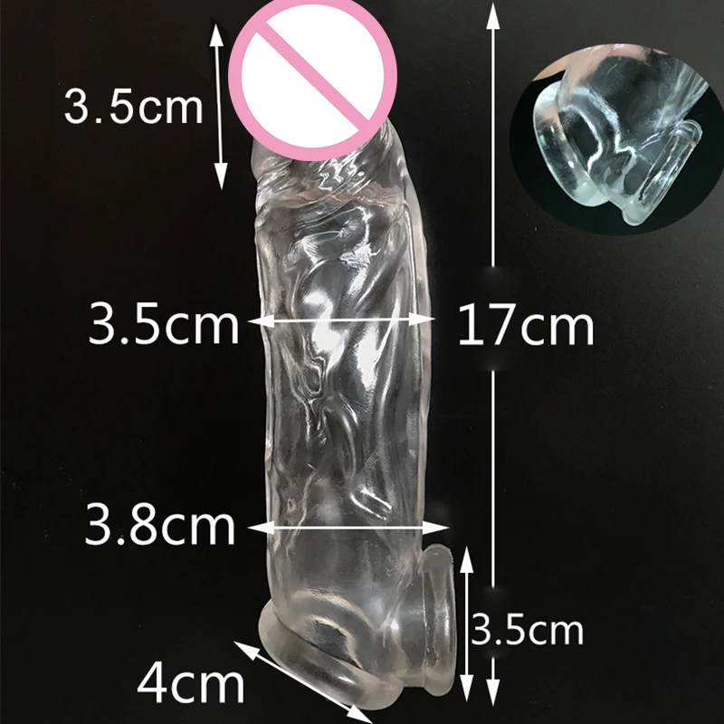 Highly Elastic Crystal Condom Reusable Penis Extender Sleeve Delay Ejaculation Penis Enlargement Intimate Goods Sex Toys For Men