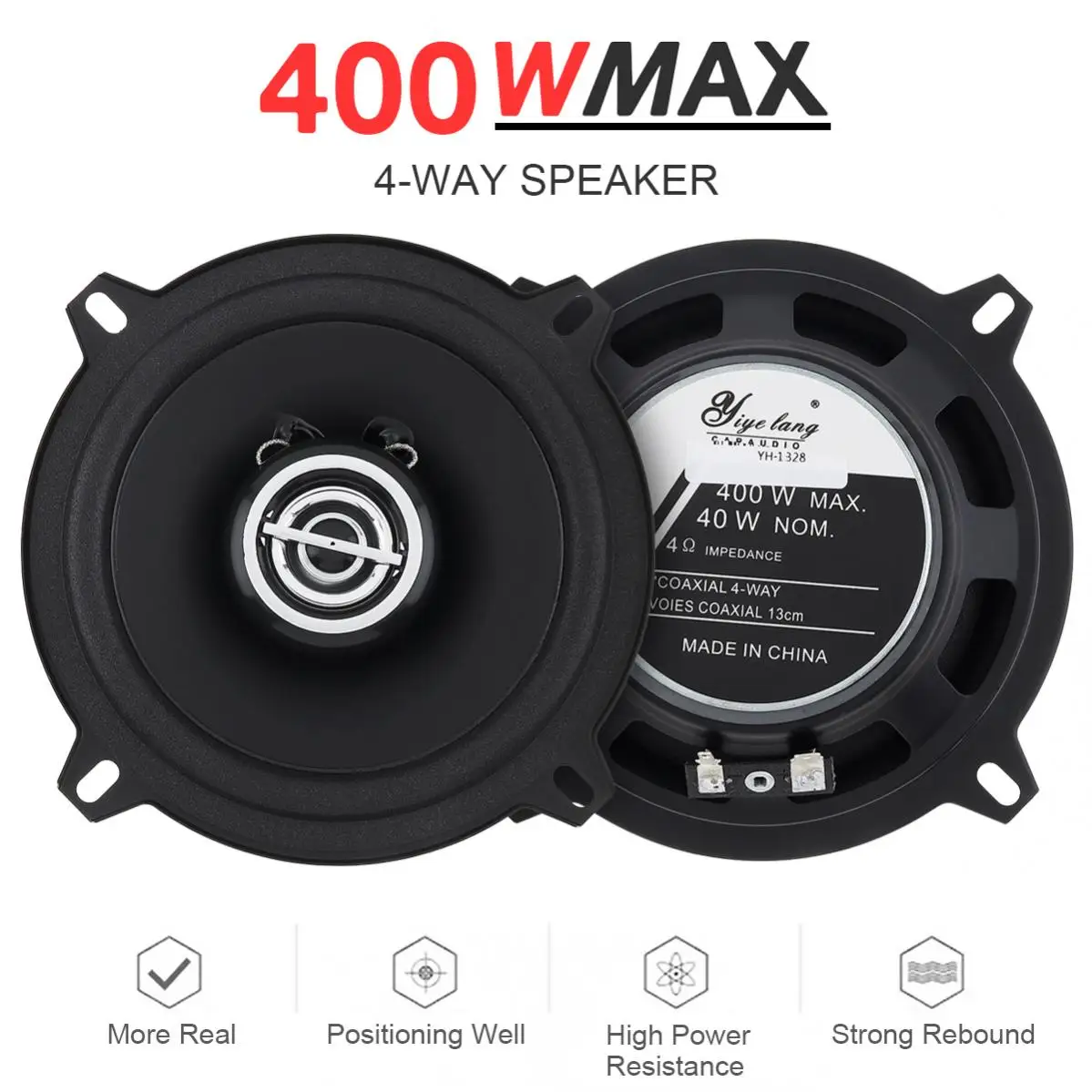 2pcs 400W 4 / 5 Inch Universal Car Coaxial Speakers Audio Stereo Full Range Frequency HiFi for Car Auto Loudspeakers