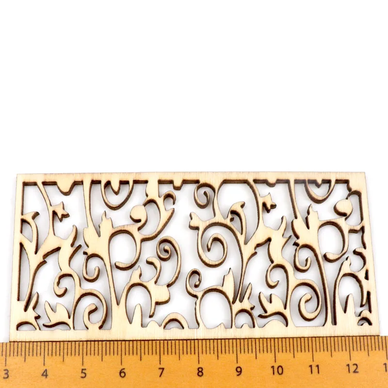 Chinese Style Retro Frame Lace Pattern Wooden Scrapbooking Sewing Home Decoration Craft Handmade Accessory 5pcs 9.9x4.8cm MZ408