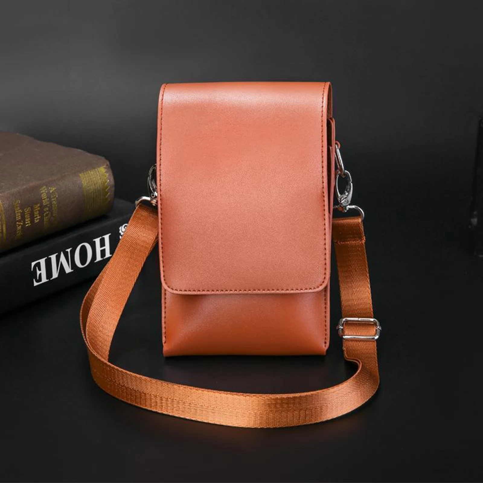 PU Leather Hair Scissor Bag Clips Bag Hairdressing Barber Scissor Holster Pouch Holder Case with Waist Shoulder Belt Brown