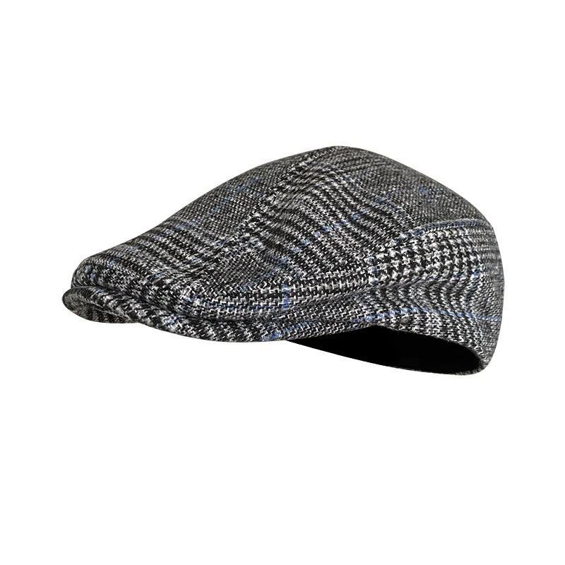 Jesień Unisex czapki na co dzień męskie Retro berety kobiety szary Plaid czapka gazeciarza Duckbill Ivy płaskie czapki bawełniane daszki kaszkiety NM19 — zdjęcie 2