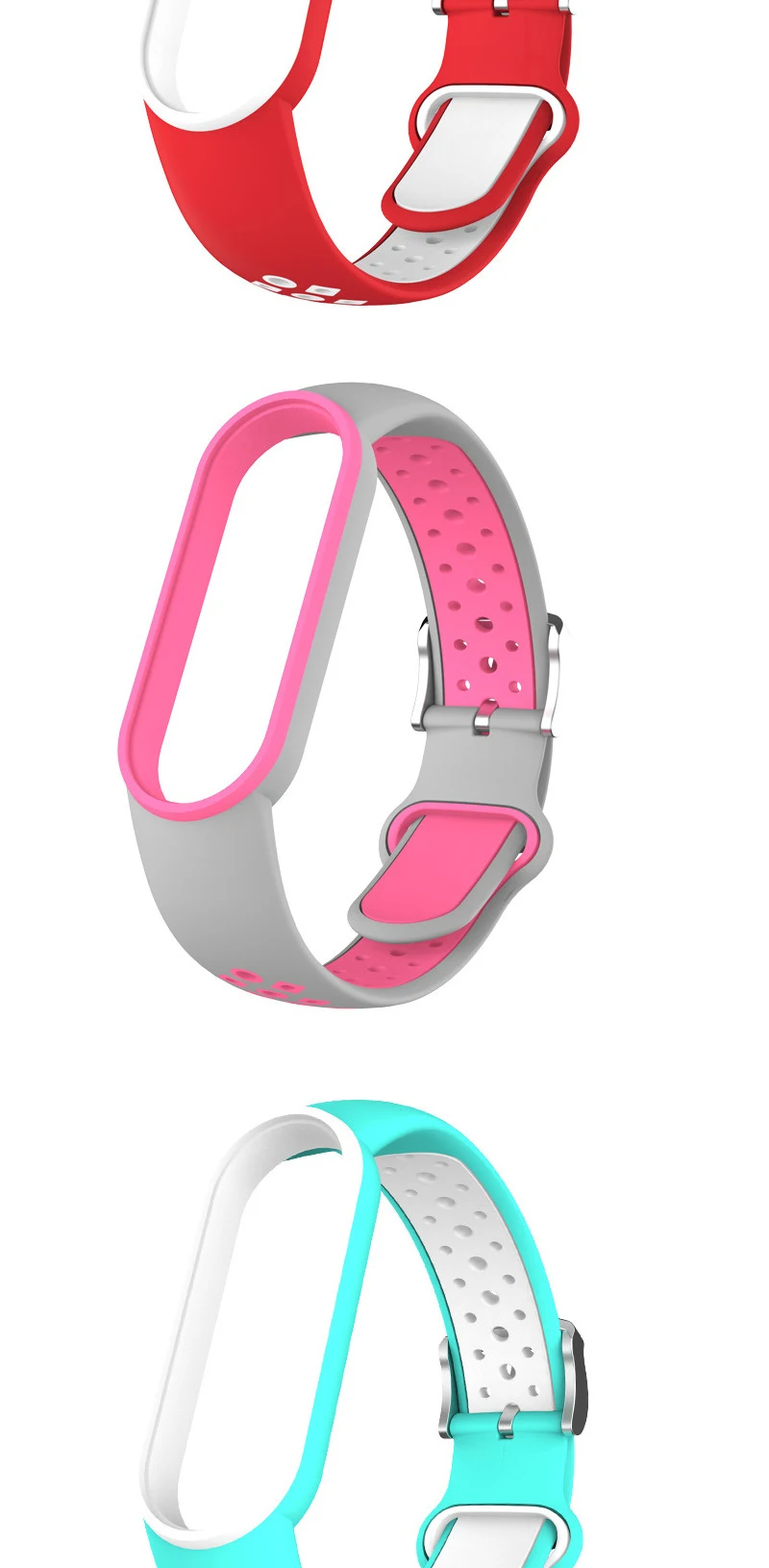 Gürtel Für Xiaomi Mi Band 5 6 Zwei-farbe Silikon Armband Sport Atmungsaktive Strap Für Miband 5 Miband 7 ersatz Armband – Detail 7