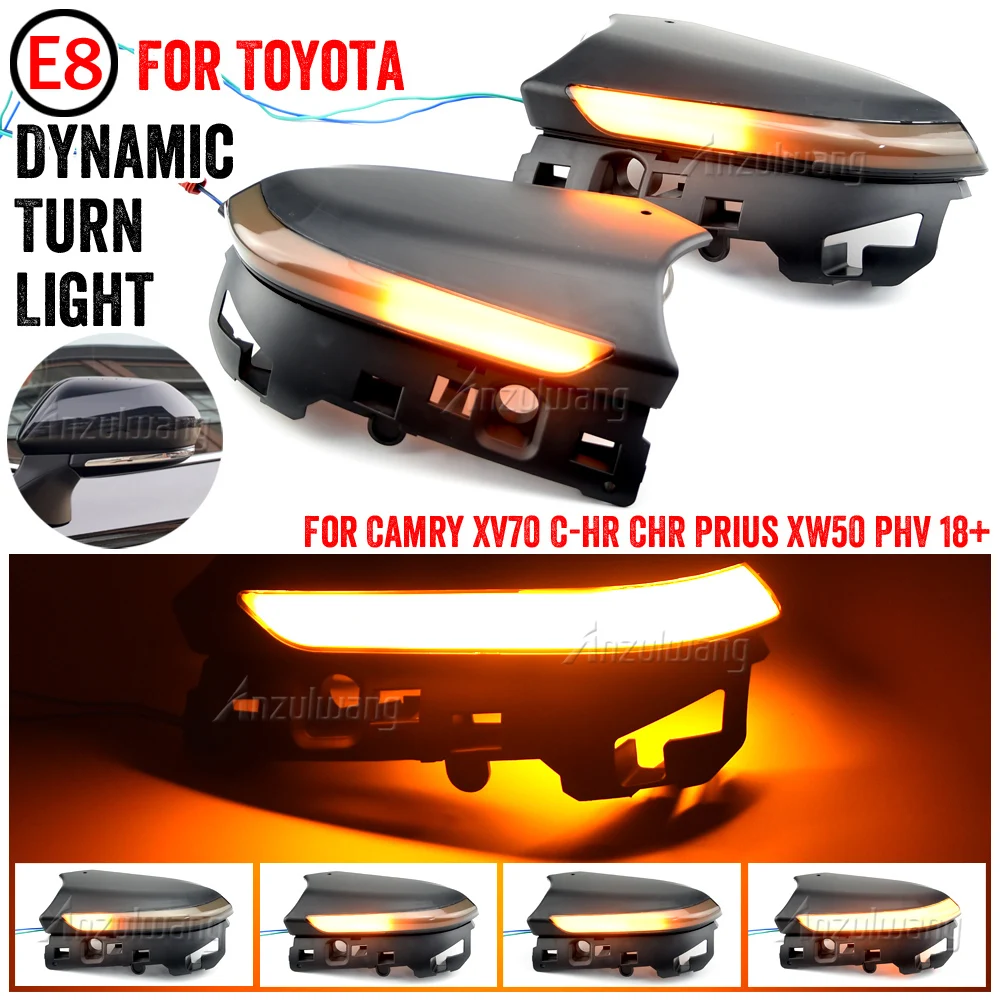 

LED Dynamic Turn Signal Light Indicator With White Puddle Lamp For Toyota Camry XV70 CH-R CHR Prius XW50 PHV 2018 2019 2020