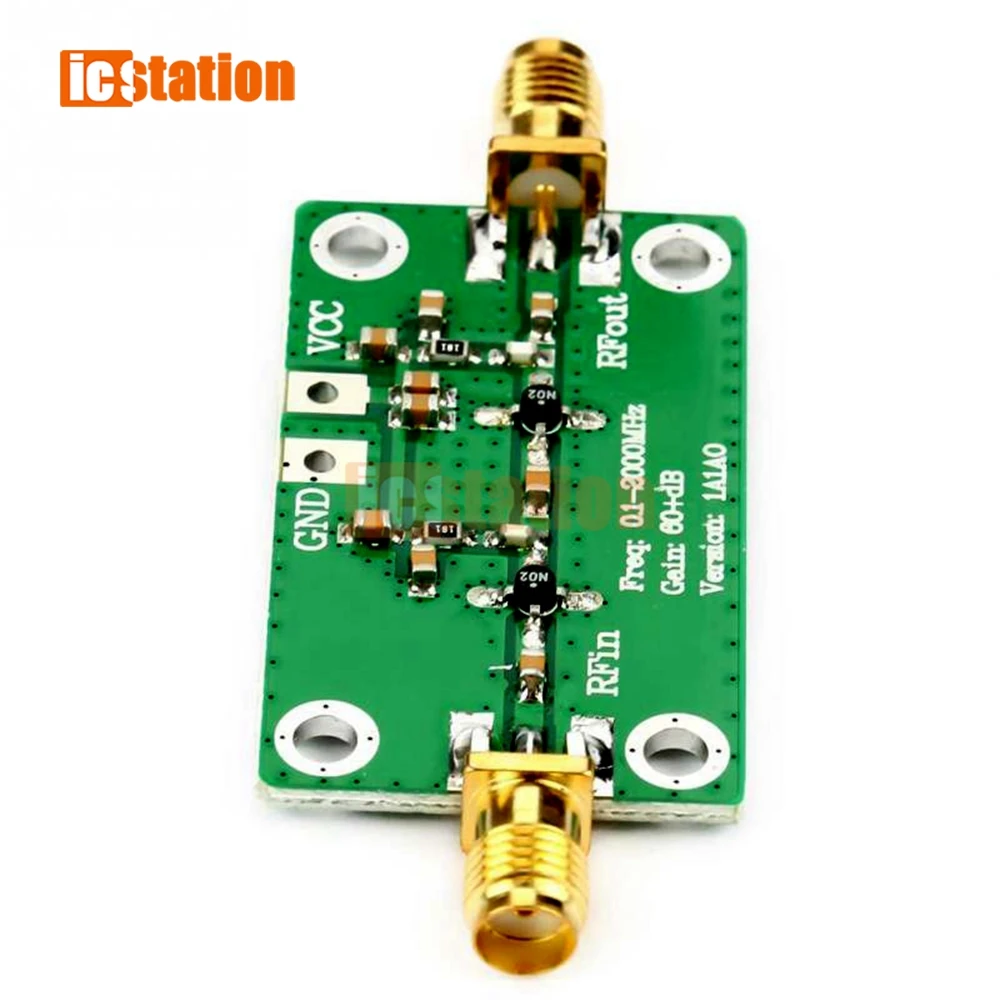 Amplificador de banda ancha de bajo ruido RF de 0,1-2000MHz LNA 60dB amplificador de banda ancha RF LNA 0,1 ~ 2GHZ