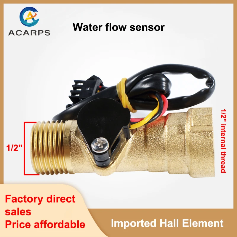 

1/2" Male Female Thread Water Flow Sensor Brass 1.75MPa Hall Sensor Pulse Turbine Flowmeter DC5~18V