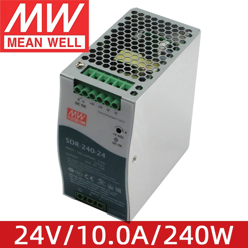 

MEAN WELL SDR-240-24 24V 10.0A 240W meanwell High Quality 240W Single Output Industrial DIN RAIL Power Supply With PFC Function