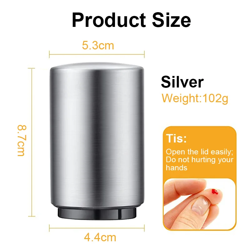 Automatic Beer Bottle Opener Magnet Beer Opener Stainless Steel Push Down Opener Wine Beer Soda Cap Opener Kitchen Accessories