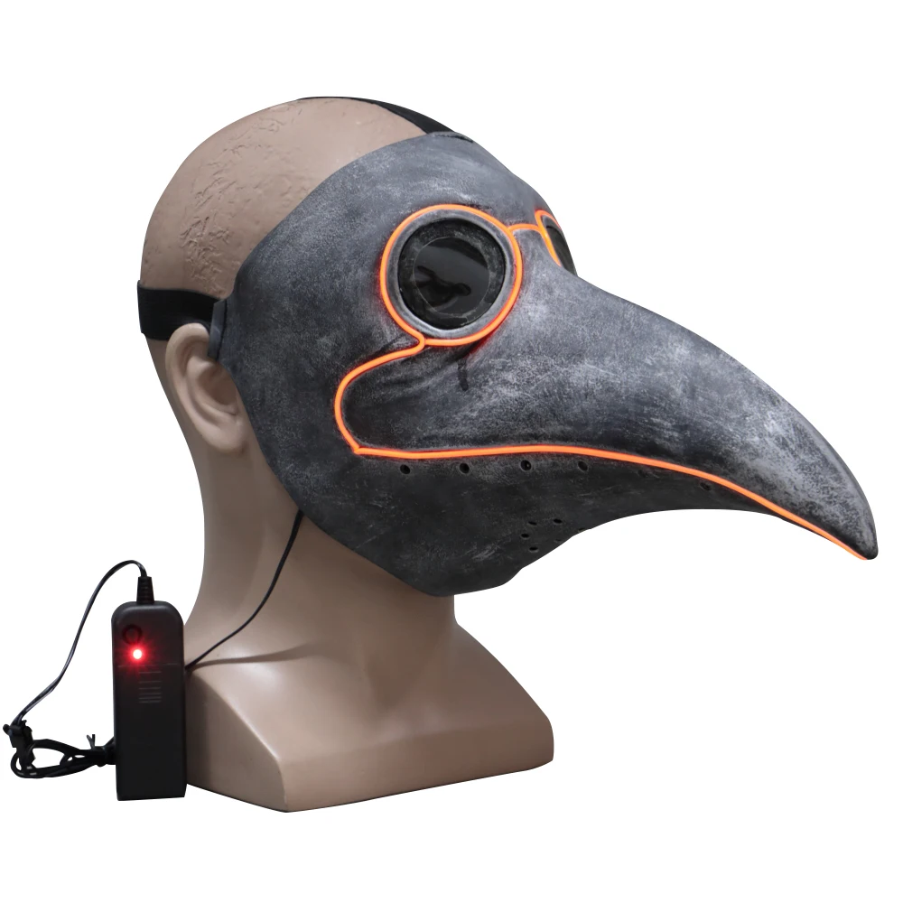 

Steampunk Plague Bird Doctor Cosplay Mask Plague doctor Masks Latex LED Funny Event Holiday Halloween Party Costume Props