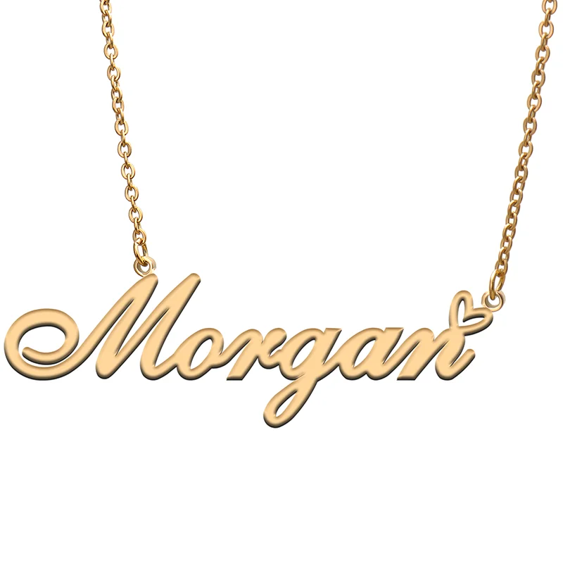 

Morgan Name Tag Necklace Personalized Pendant Jewelry Gifts for Mom Daughter Girl Friend Birthday Christmas Party Present