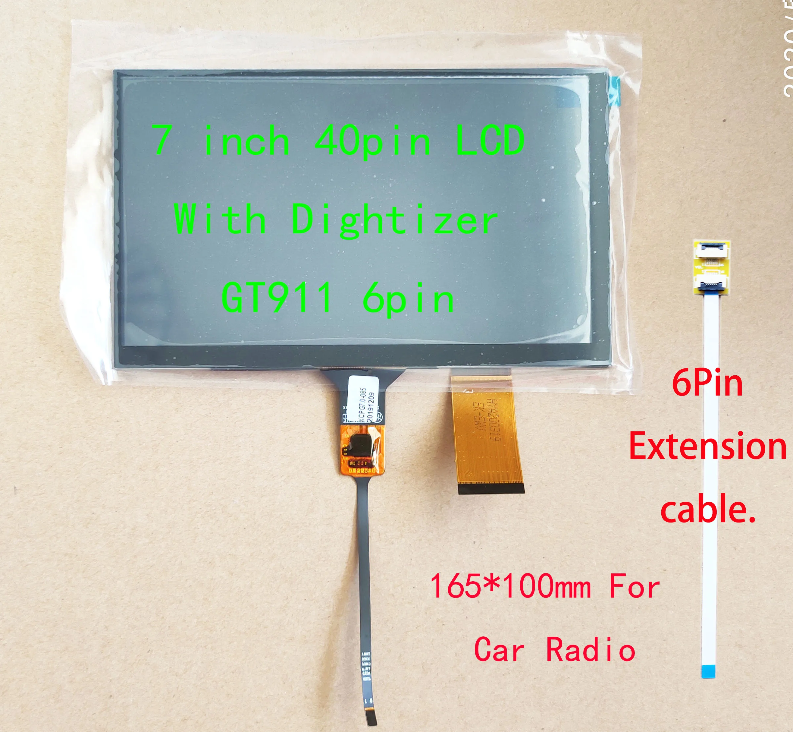 7 inch IPS Display LCD For Car Navigation Radio Universal 40pin 1024*600 With Capacitive Touch Screen 165*100mm 5.5mm GT911 6pin