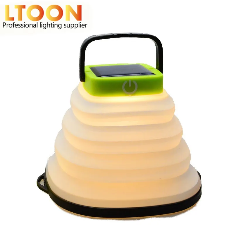 LTOON Portable camping light solar lantern LED mini hanging emergency light for tent light solar, USB input foldable waterproof