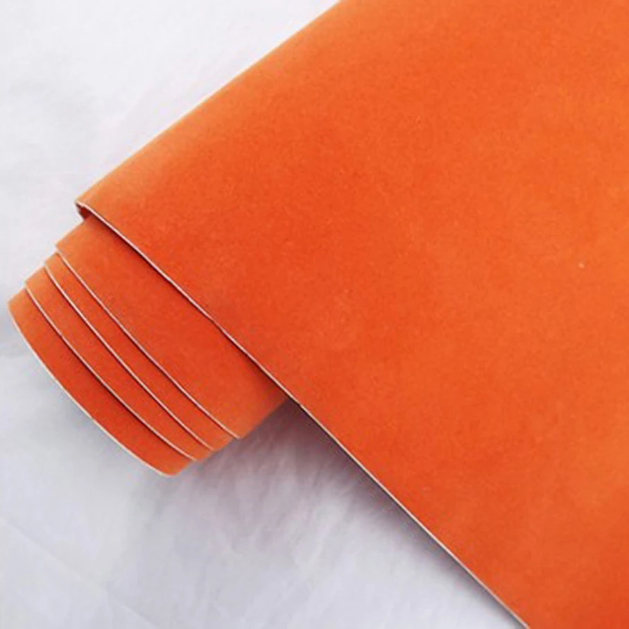 Filme de tecido de veludo de carro laranja luz azul camurça filme envoltório de vinil adesivos de carro adesivo decoração de carro decalque estilo de carro