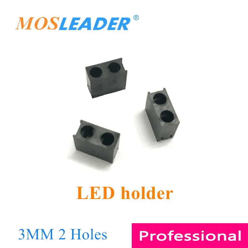 Mosleader 1000PCS F3 3 มม.LED สีดำพลาสติก 2 หลุมหลุมไม่มี LED สแควร์ lamppost โคมไฟ