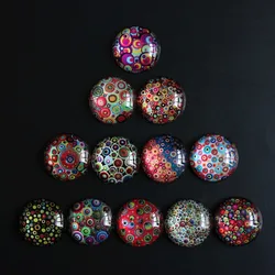 From 8mm to 30mm Random Mixed Round Flowers Eyes Cabochons Pattern Glass Flatback Photo Base DIY Making Accessories Paired