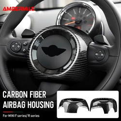 Real Carbon Fiber Steering Wheel Airbag Cover Car Interior for MINI COOPER F54 F55 F56 F57 F60 R55 R56 R57 R58 R60 R61 Sticker