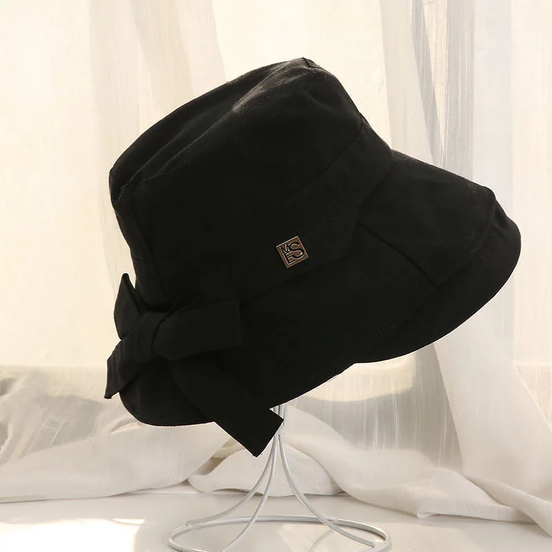 Panama 2022 Summer Black Bow Bucket Hat Women Fashion Korea Bob Cotton gorro pescador mujer Sun Hat Fishing Cap Chapeu Pescador